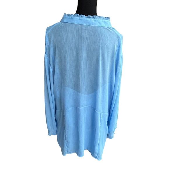 Lane Bryant Women's Light Blue Button Front Ruffle Gauze Blouse Size 26/28 - Picture 7 of 12
